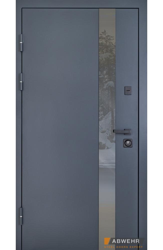 Двері Abwehr Nordi Glass метал фарбований RAL 7021T / білий Vinorit