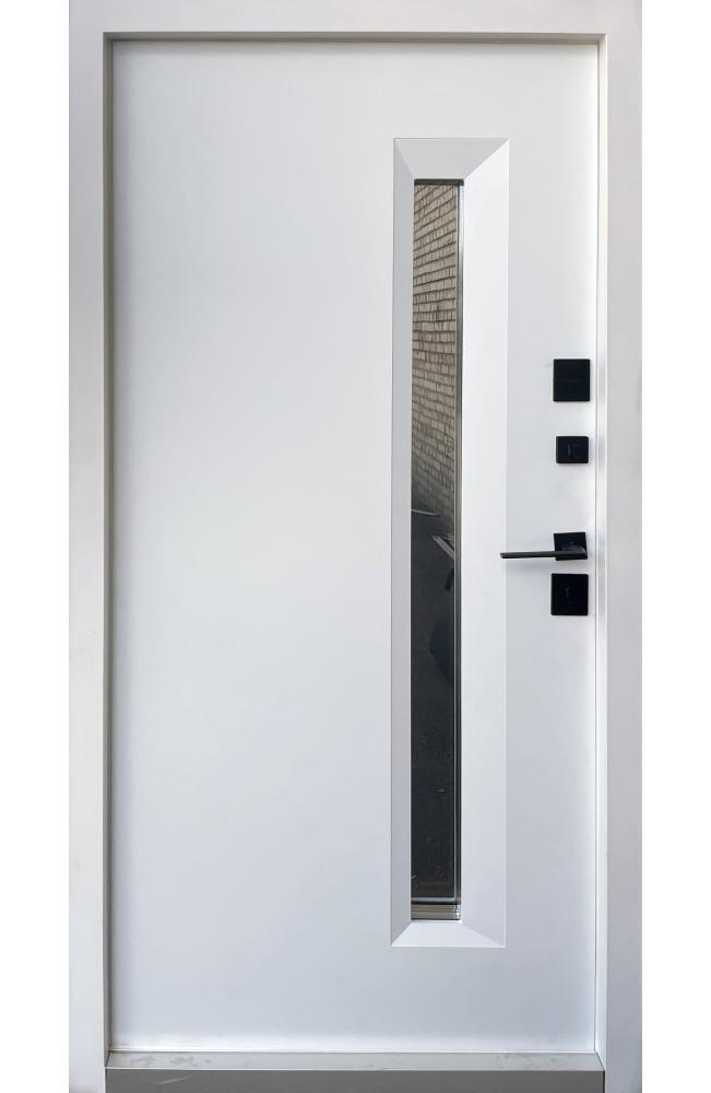 Двері Qdoors Nord Black метал антрацит 7021 / МДФ біле дерево