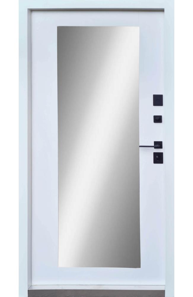 Двері Qdoors Ультра Міроу мрамор темний / біла емаль + дзеркало