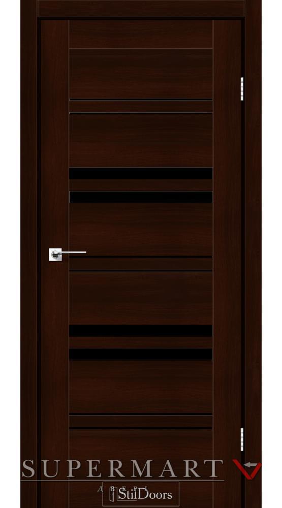Двери StilDoors Slovenia каштан стекло черное
