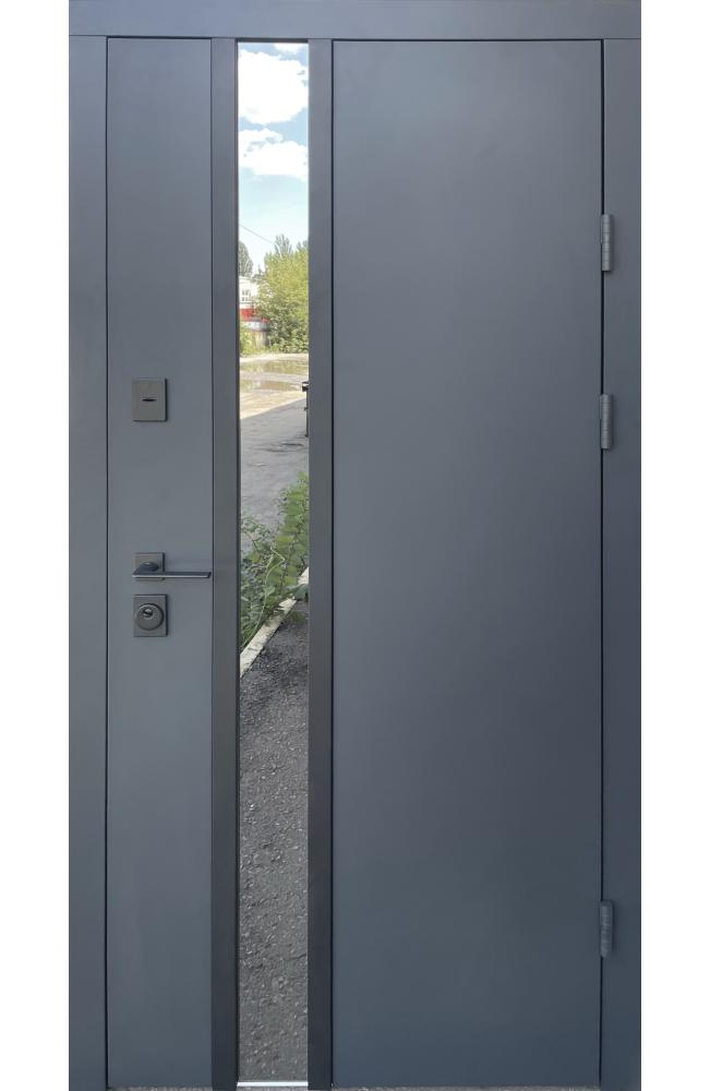 Двері Qdoors Nord Black метал антрацит 7021 / МДФ біле дерево