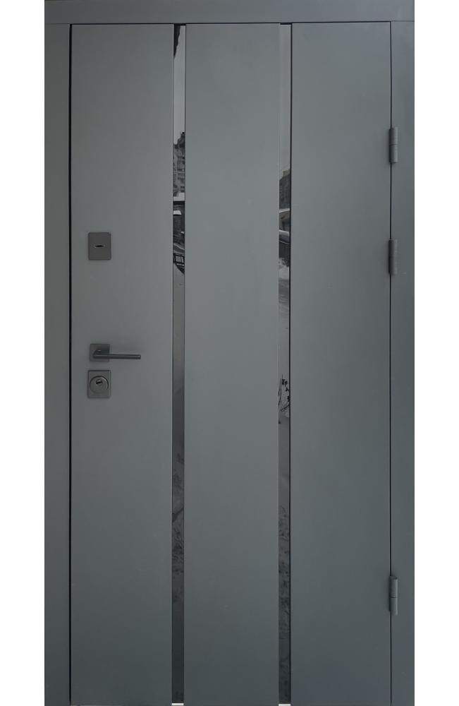 Двері Qdoors Piano метал антрацит / МДФ біле дерево