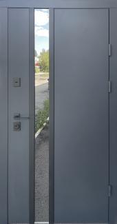 Двері Qdoors Nord Black метал антрацит 7021 / МДФ біле дерево